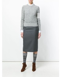 Женский серый вязаный свитер от Thom Browne