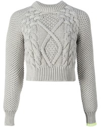 Женский серый вязаный свитер