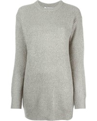 Серый вязаный свободный свитер от Alexander Wang
