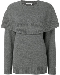 Серый вязаный свободный свитер от Chloé