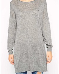 Серый вязаный свободный свитер от Selected