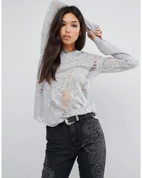 Серый вязаный свободный свитер от Glamorous