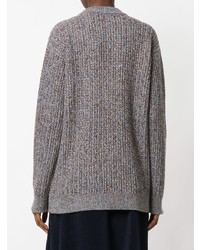 Серый вязаный свободный свитер от Prada