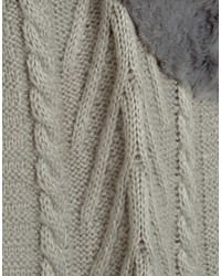 Женский серый вязаный шарф
