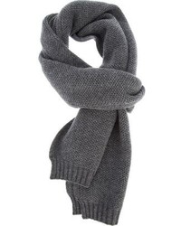 Мужской серый вязаный шарф от Brioni