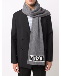 Мужской серый вязаный шарф от Moschino
