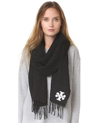 Женский серый вязаный шарф от Tory Burch