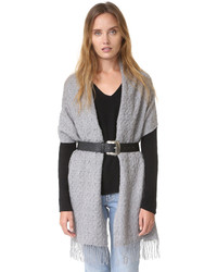 Женский серый вязаный шарф от Tory Burch