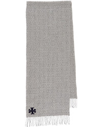 Женский серый вязаный шарф от Tory Burch