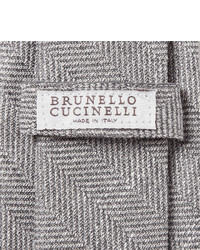 Мужской серый галстук с узором "в ёлочку" от Brunello Cucinelli