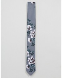 Мужской серый галстук с цветочным принтом от Asos