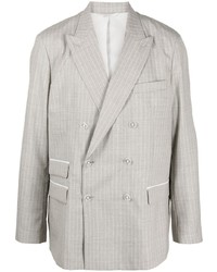 Мужской серый двубортный пиджак в вертикальную полоску от Acne Studios