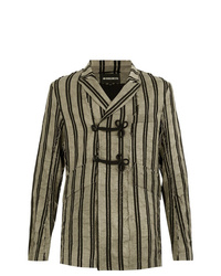 Мужской серый двубортный пиджак в вертикальную полоску от Ann Demeulemeester