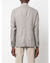 Мужской серый двубортный пиджак в вертикальную полоску от Tagliatore