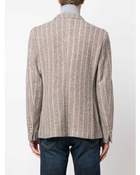 Мужской серый двубортный пиджак в вертикальную полоску от Manuel Ritz