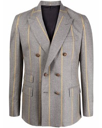 Мужской серый двубортный пиджак в вертикальную полоску от Eleventy