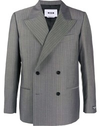 Мужской серый двубортный пиджак в вертикальную полоску от MSGM