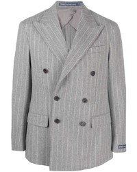 Мужской серый двубортный пиджак в вертикальную полоску от Polo Ralph Lauren