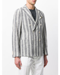 Мужской серый двубортный пиджак в вертикальную полоску от Manuel Ritz