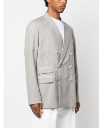 Мужской серый двубортный пиджак в вертикальную полоску от Acne Studios