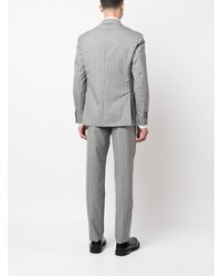 Мужской серый двубортный пиджак в вертикальную полоску от Lardini