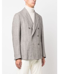 Мужской серый двубортный пиджак в вертикальную полоску от Tagliatore
