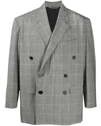 Мужской серый двубортный пиджак в клетку от Balenciaga