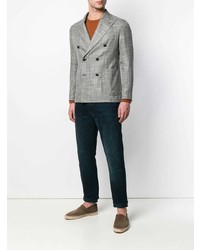 Мужской серый двубортный пиджак в клетку от Tagliatore
