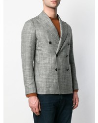 Мужской серый двубортный пиджак в клетку от Tagliatore