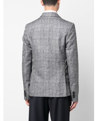 Мужской серый двубортный пиджак в клетку от Kenzo