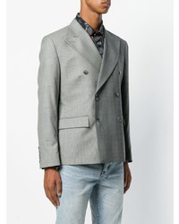 Мужской серый двубортный пиджак в клетку от Misbhv