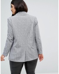 Женский серый двубортный пиджак в клетку