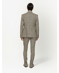 Мужской серый двубортный пиджак в клетку от Dolce & Gabbana