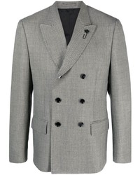 Мужской серый двубортный пиджак в клетку от Lardini
