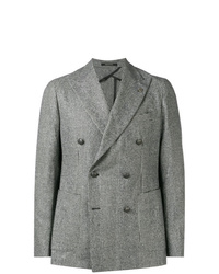 Мужской серый двубортный пиджак в клетку от Tagliatore