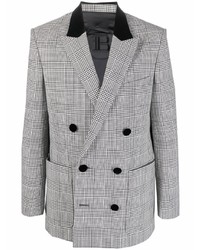 Мужской серый двубортный пиджак в шотландскую клетку от Balmain