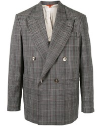 Мужской серый двубортный пиджак в шотландскую клетку от Barena