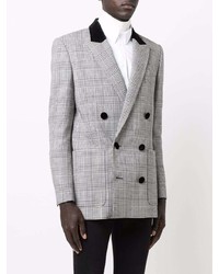 Мужской серый двубортный пиджак в шотландскую клетку от Balmain