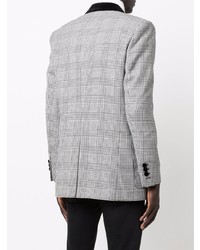 Мужской серый двубортный пиджак в шотландскую клетку от Balmain