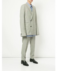 Мужской серый двубортный пиджак в шотландскую клетку от Wooyoungmi