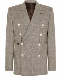 Мужской серый двубортный пиджак в шотландскую клетку от Dolce & Gabbana