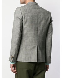 Мужской серый двубортный пиджак в шотландскую клетку от Maison Flaneur