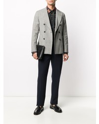 Мужской серый двубортный пиджак в шотландскую клетку от Manuel Ritz