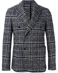 Мужской серый двубортный пиджак в шотландскую клетку от Jeordie's