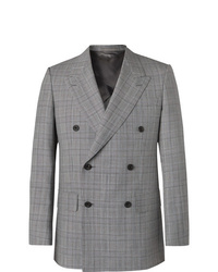Мужской серый двубортный пиджак в шотландскую клетку от Kingsman