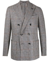 Мужской серый двубортный пиджак в шотландскую клетку от Lardini