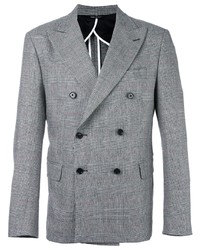 Мужской серый двубортный пиджак в шотландскую клетку от Lc23