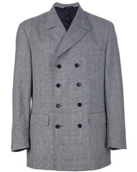 Мужской серый двубортный пиджак в шотландскую клетку от Moschino