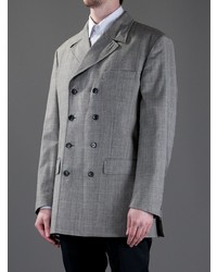 Мужской серый двубортный пиджак в шотландскую клетку от Moschino