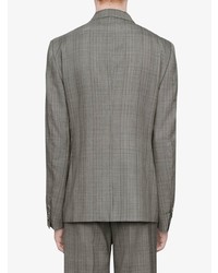Мужской серый двубортный пиджак в шотландскую клетку от Gucci